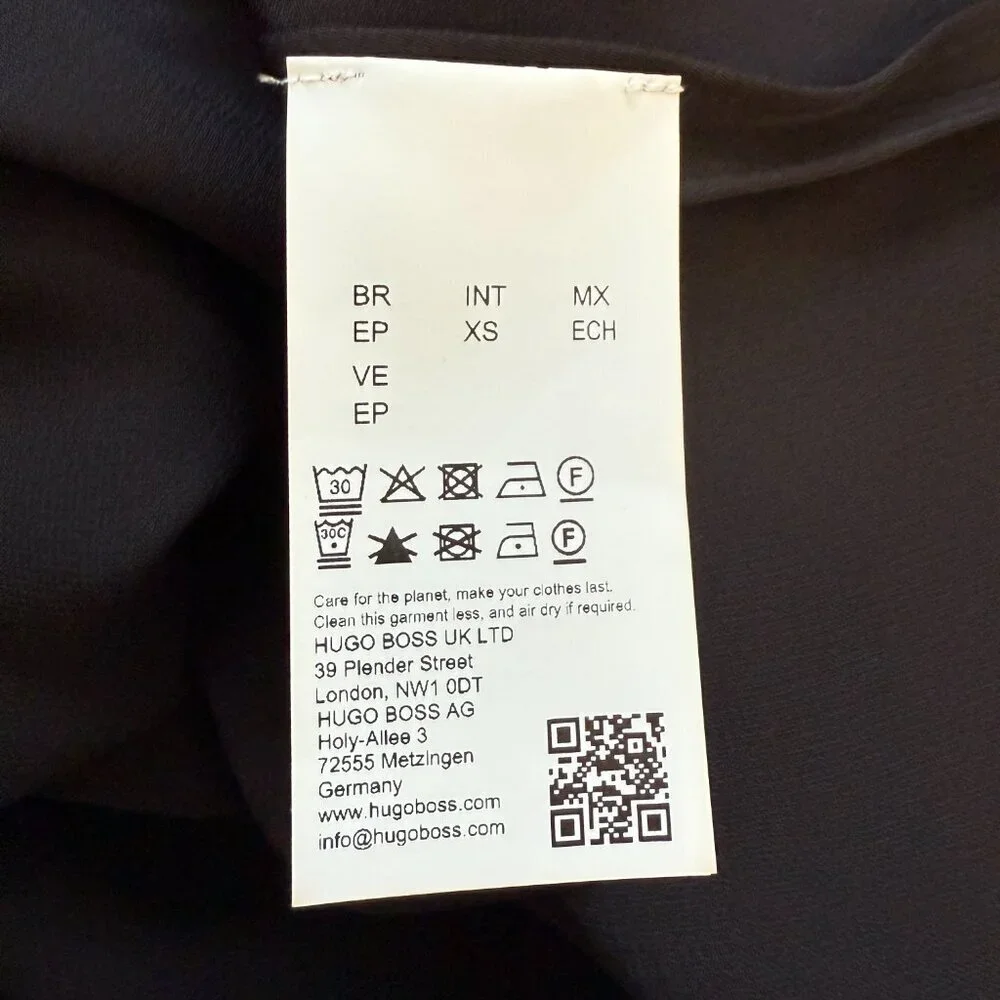 Hugo Boss Ferdola Mixed Media Midi Dress Women's XS Ivory Black Career Chic NWOT - Picture 14 of 16